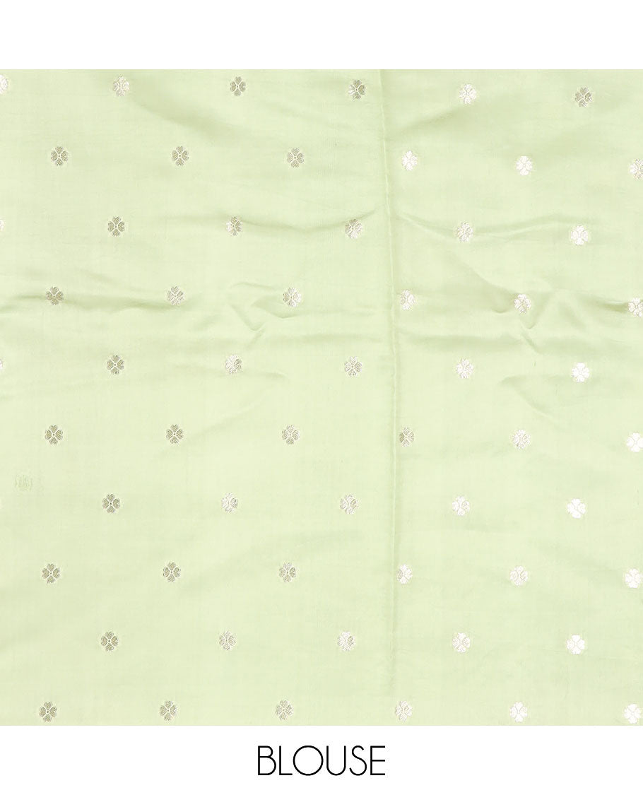 Dark green geometric design raw mango silk saree with contrast border