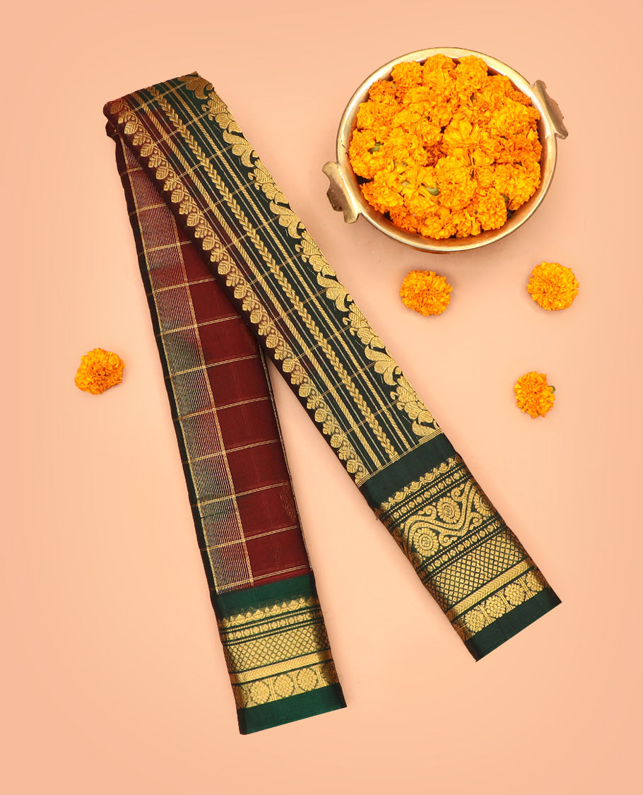 Maroon Gadwal Silk Saree
