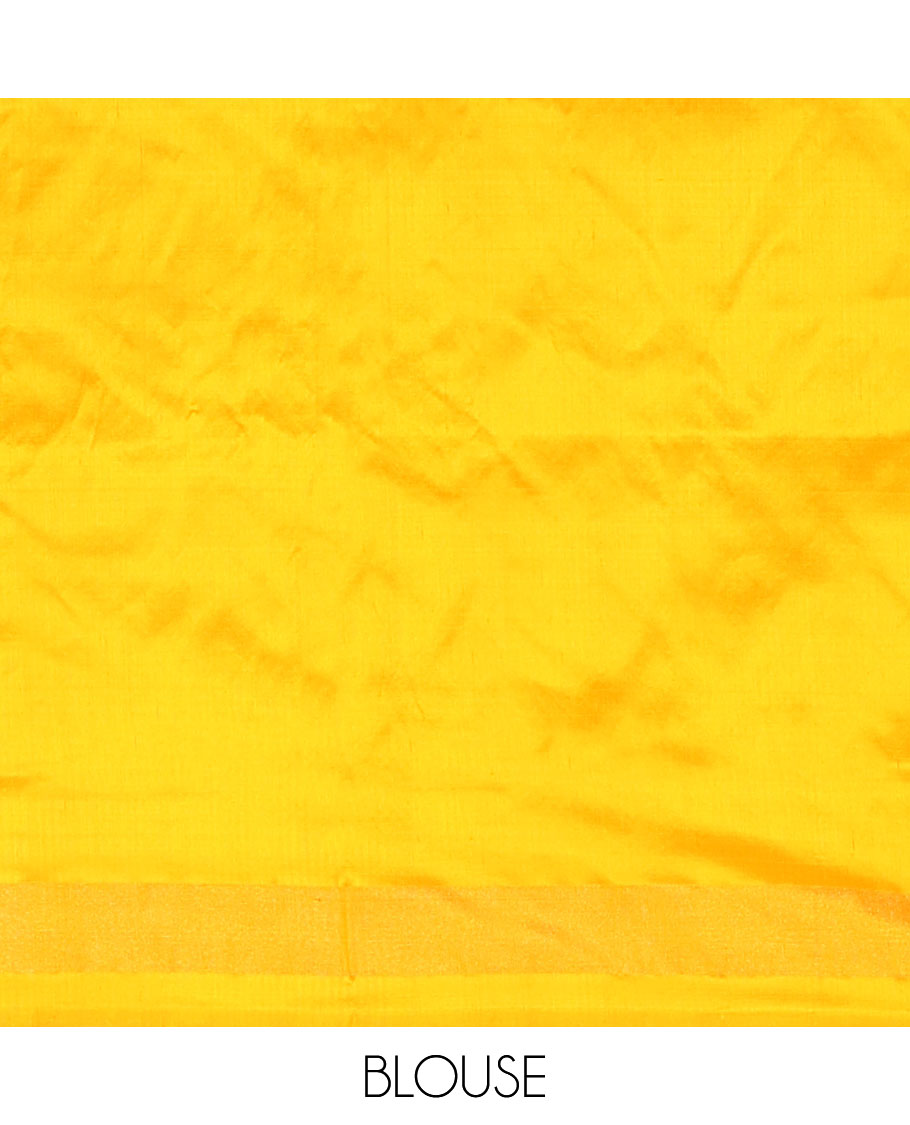 Black ikkat saree with ikkat buttas, contrast ikkat border & pallu of ikkat designs