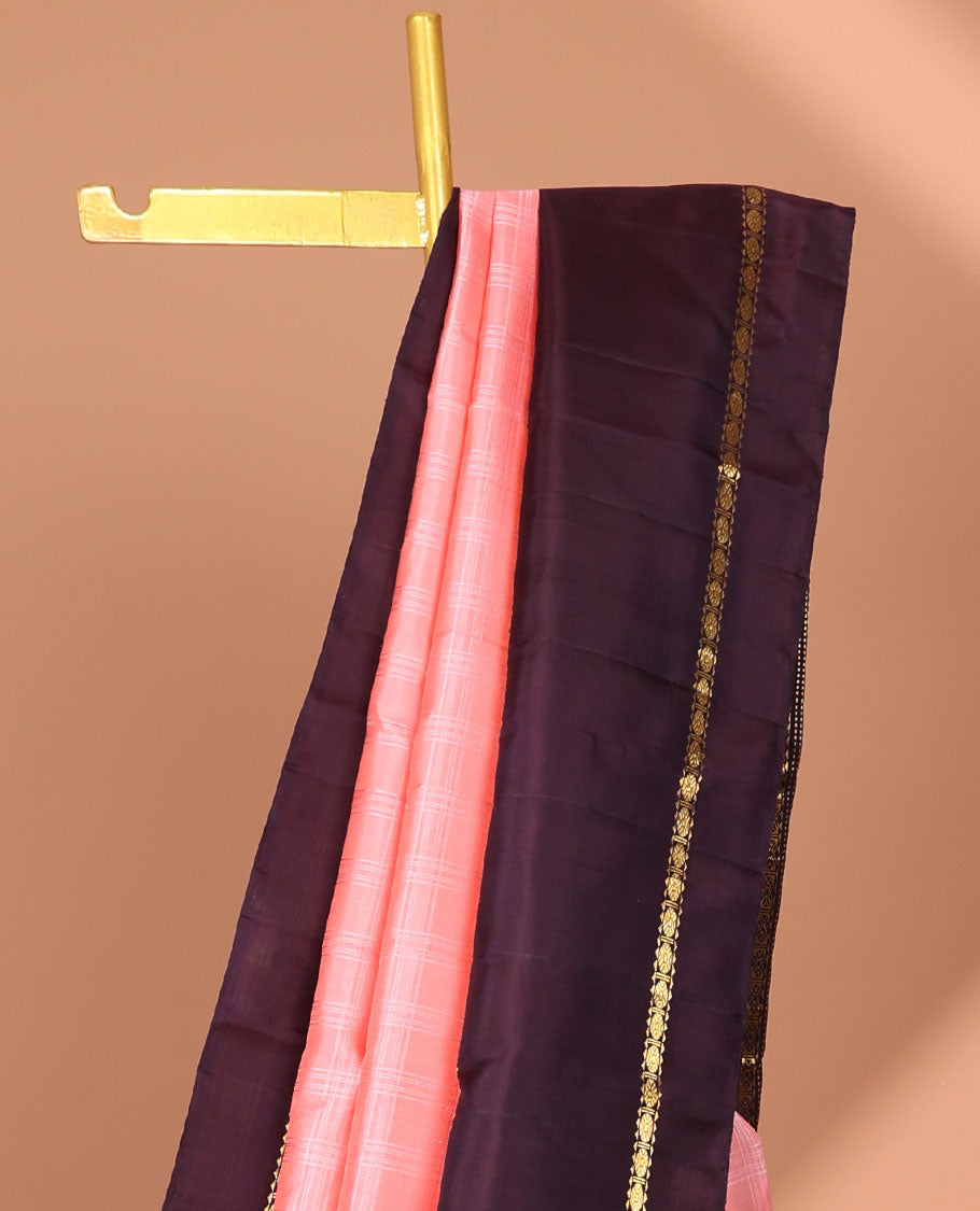 Red checked kancheepuram silk saree with contrast zari border & checked zari design pallu (Copy)