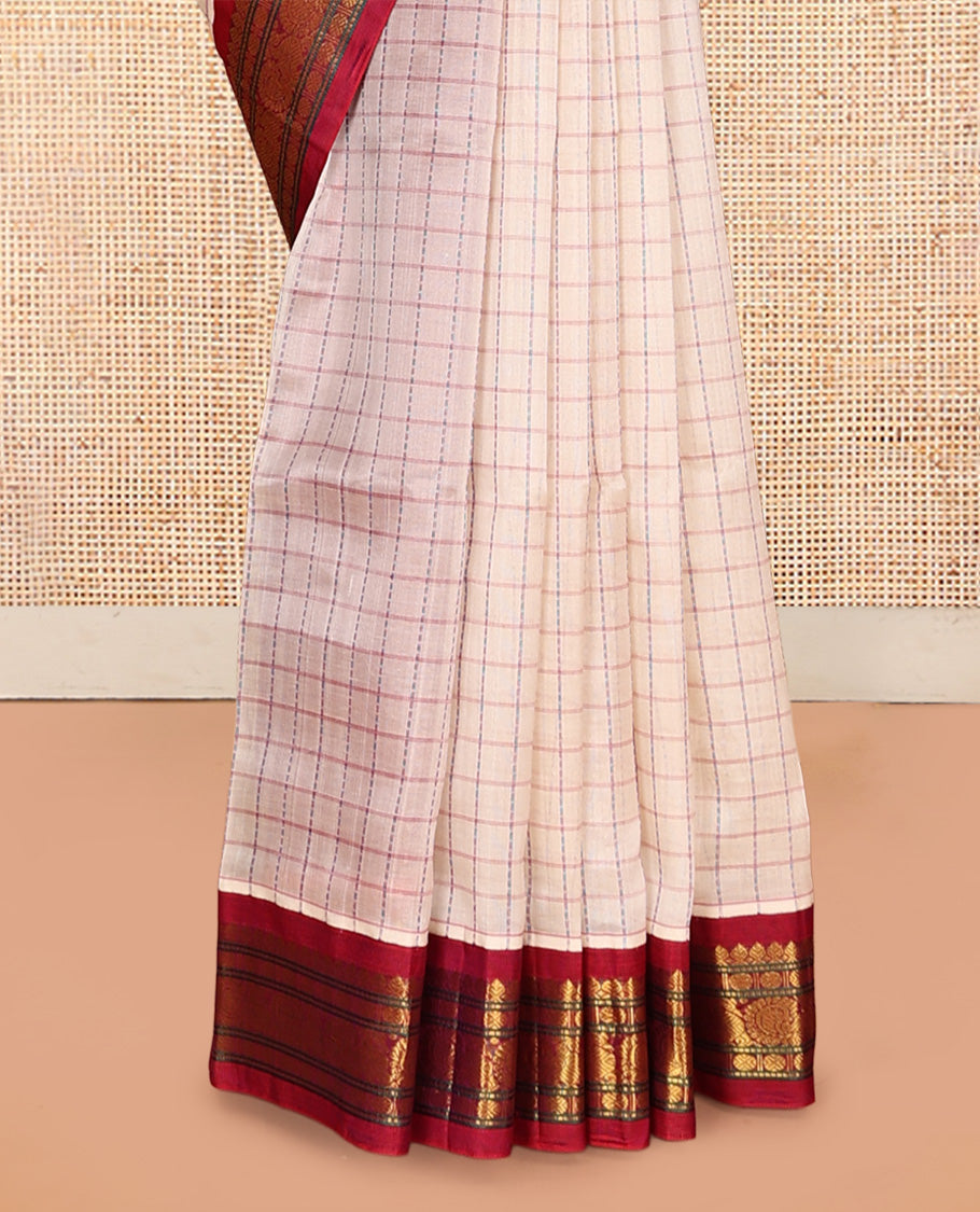 Cream Kuppadam Silk Saree