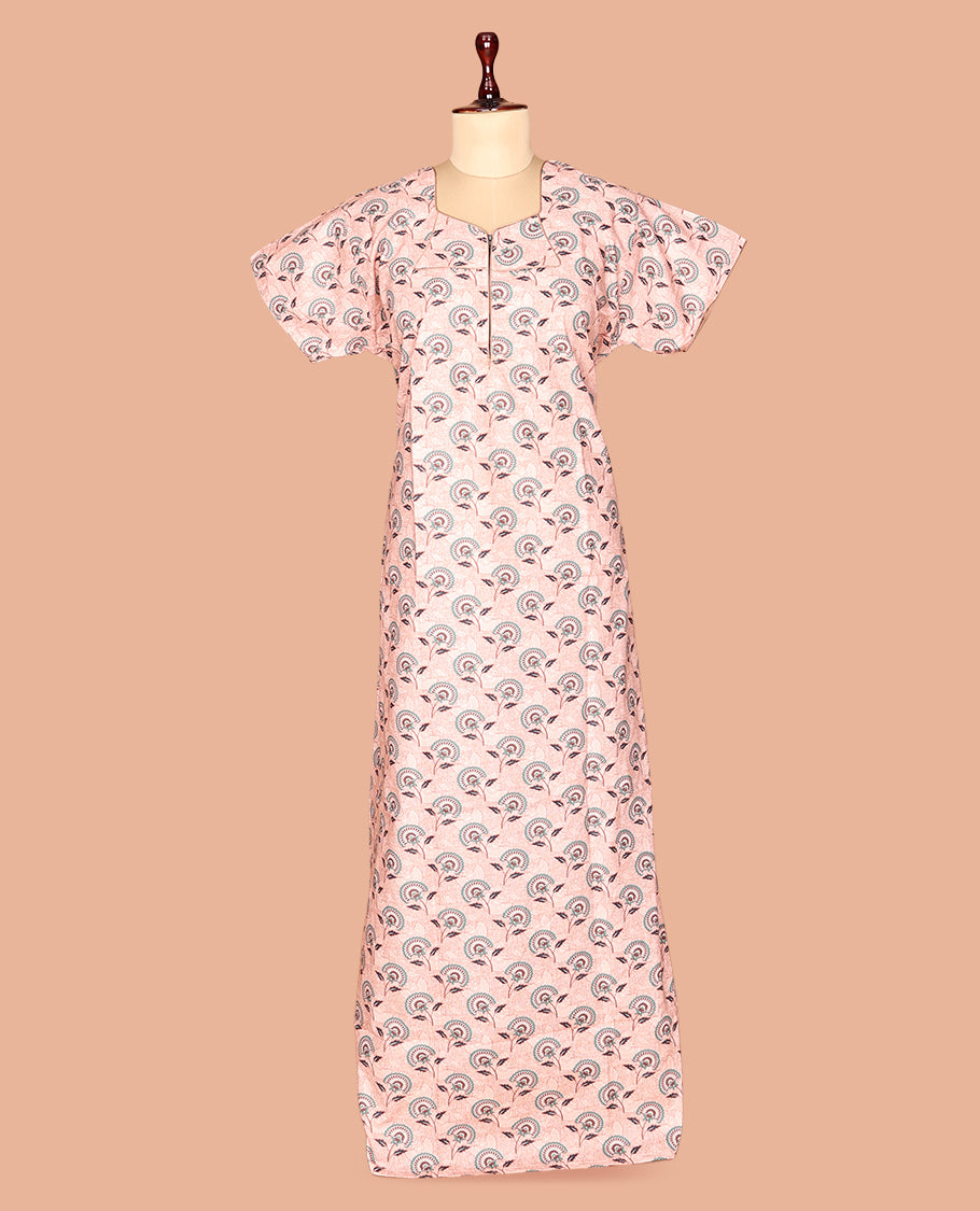 Baby Pink Cotton-Blended Nighty