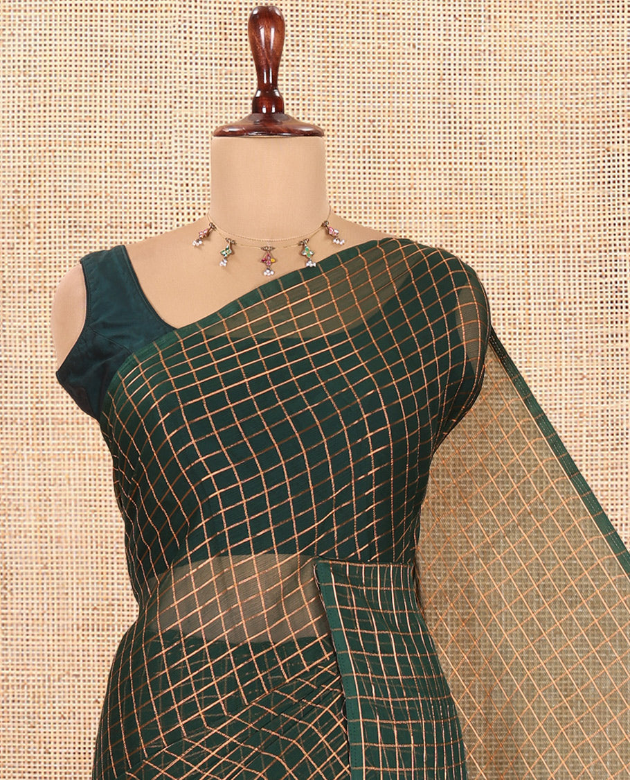 Borderless Green Chiffon Saree