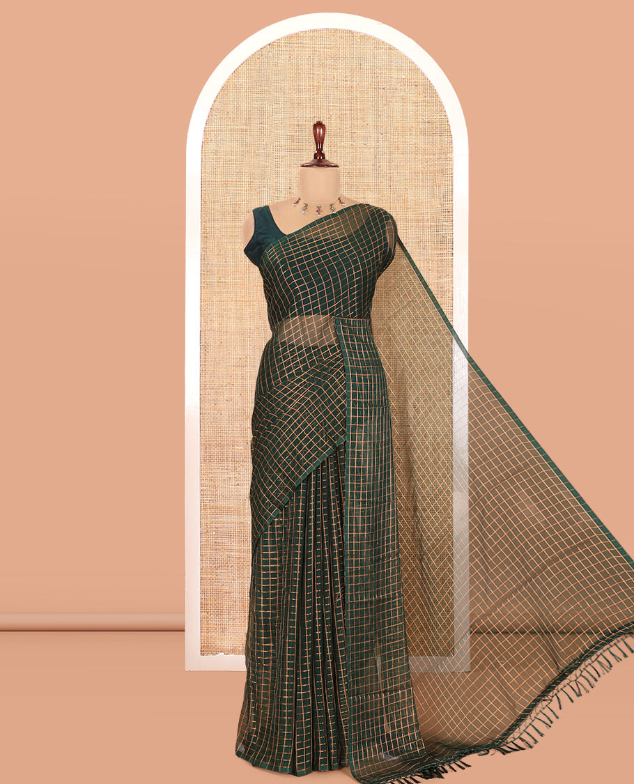 Borderless Green Chiffon Saree