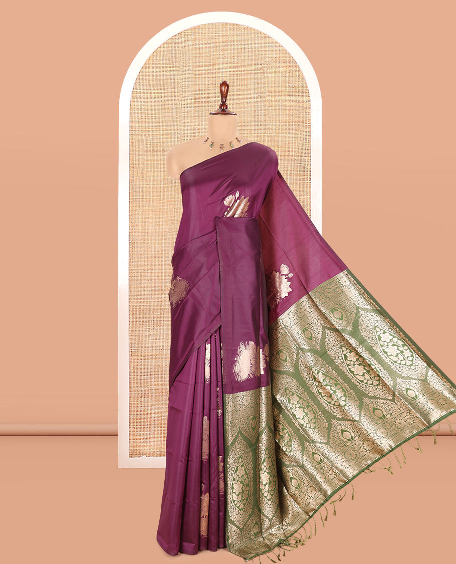 Borderless Purple Elite Soft Silk Saree