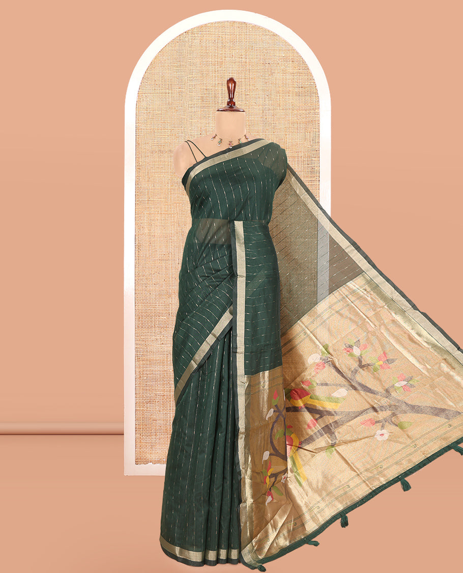 Green Munga Cotton Saree