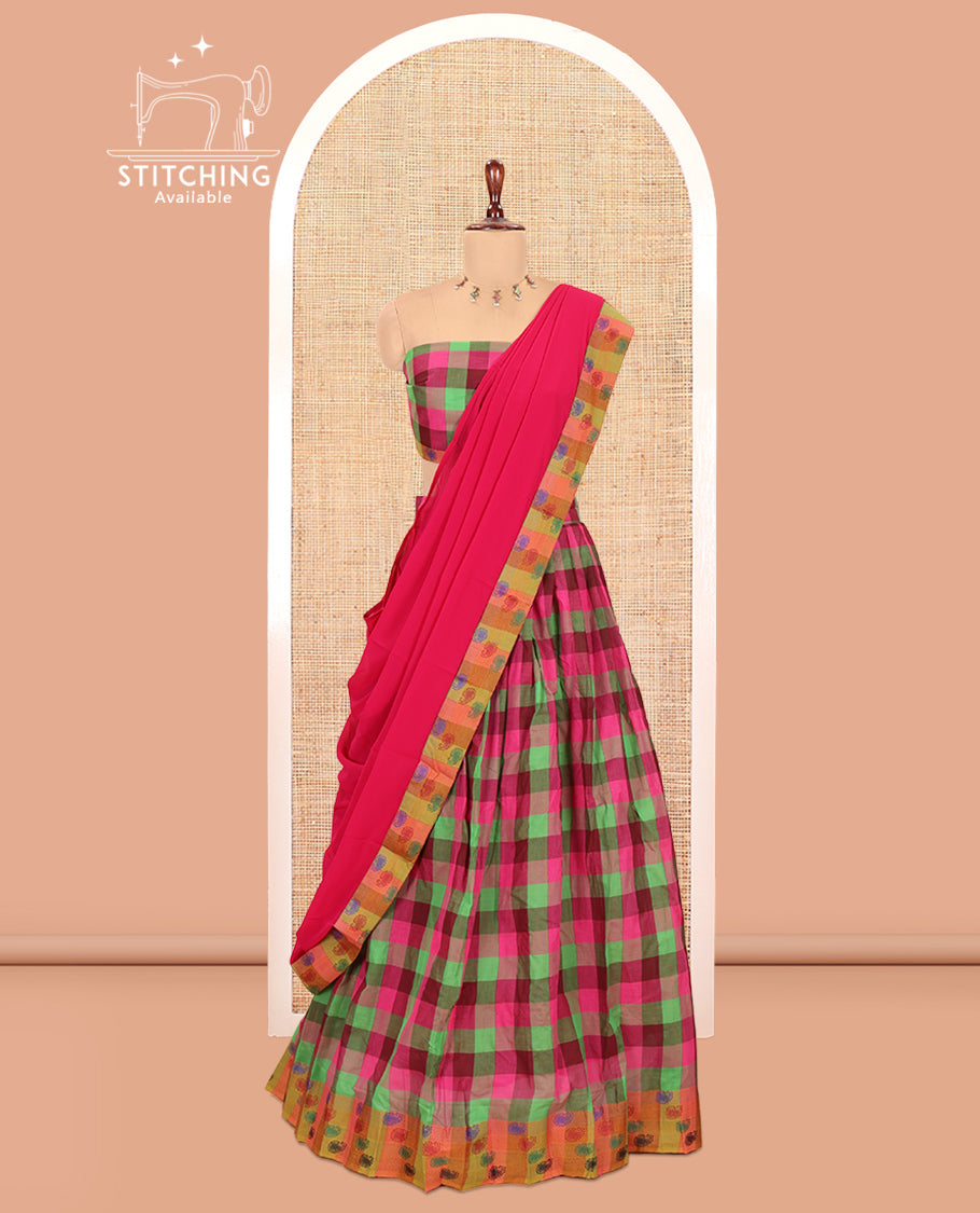 Multi-Color Chettinad Cotton Half-Saree