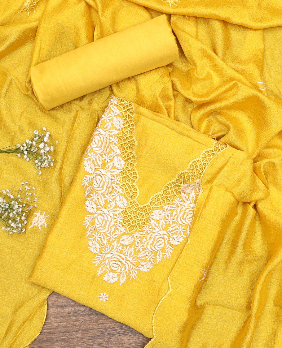 Yellow Material Chudidar Set