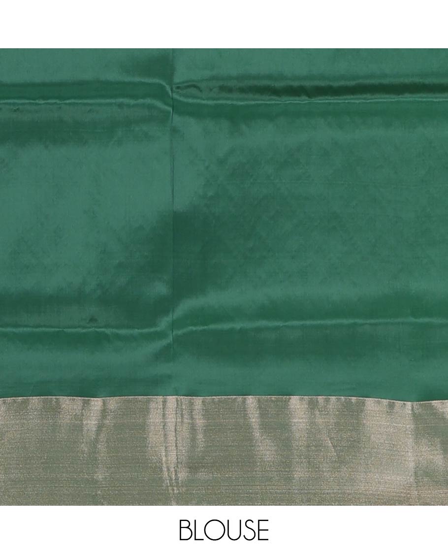 Green zari buttas and zari design Uppada saree, bavanji border, and contrast traditional zari pallu