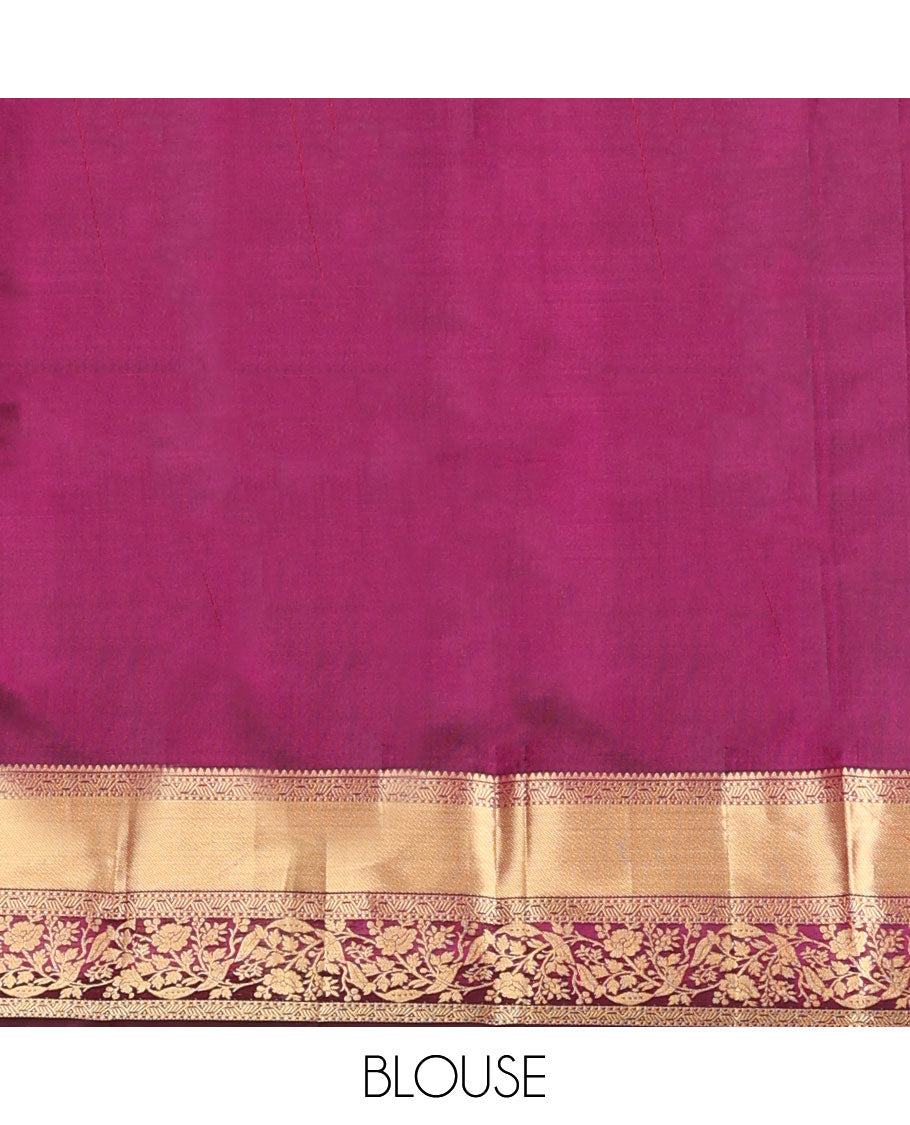 Maroon jacquard wedding silk saree, traditional zari border & pallu of jaal design weave