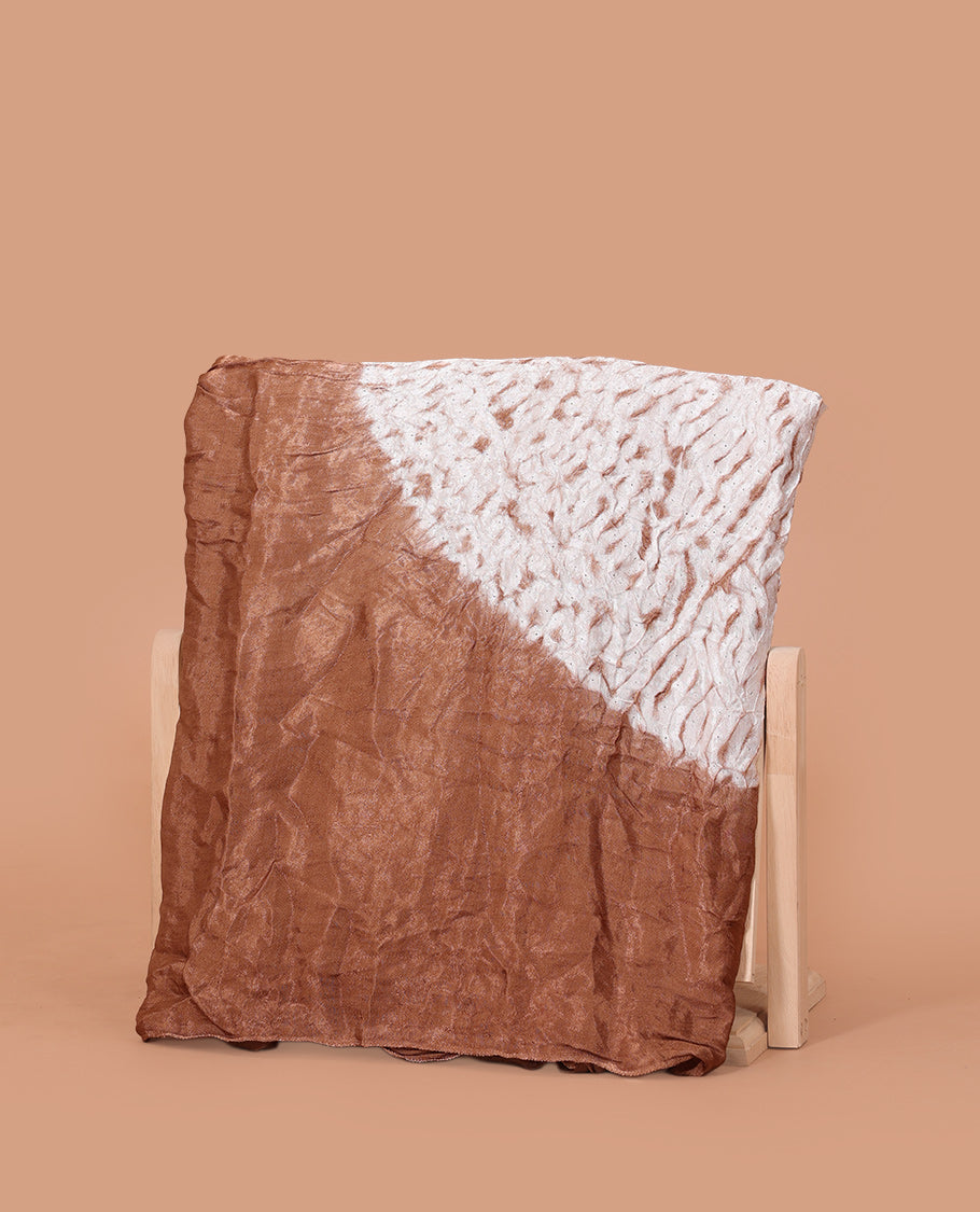 Borderless Brown Bandhani Dola Silk Saree