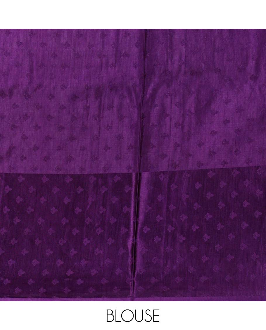 Red Mushru silk saree with buttas, floral design border & pallu of intricate designs