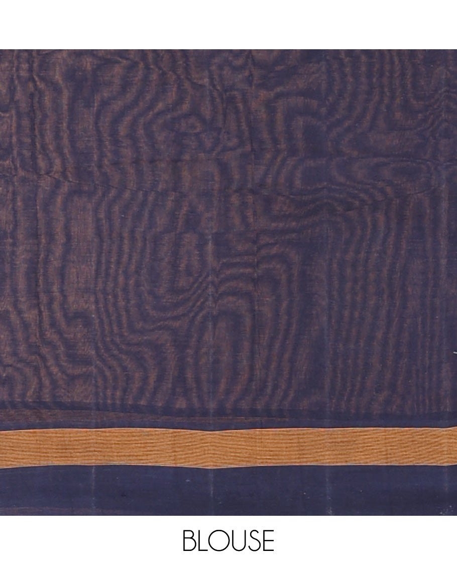 Green plain kanchi cotton saree, contrast border & striped pallu