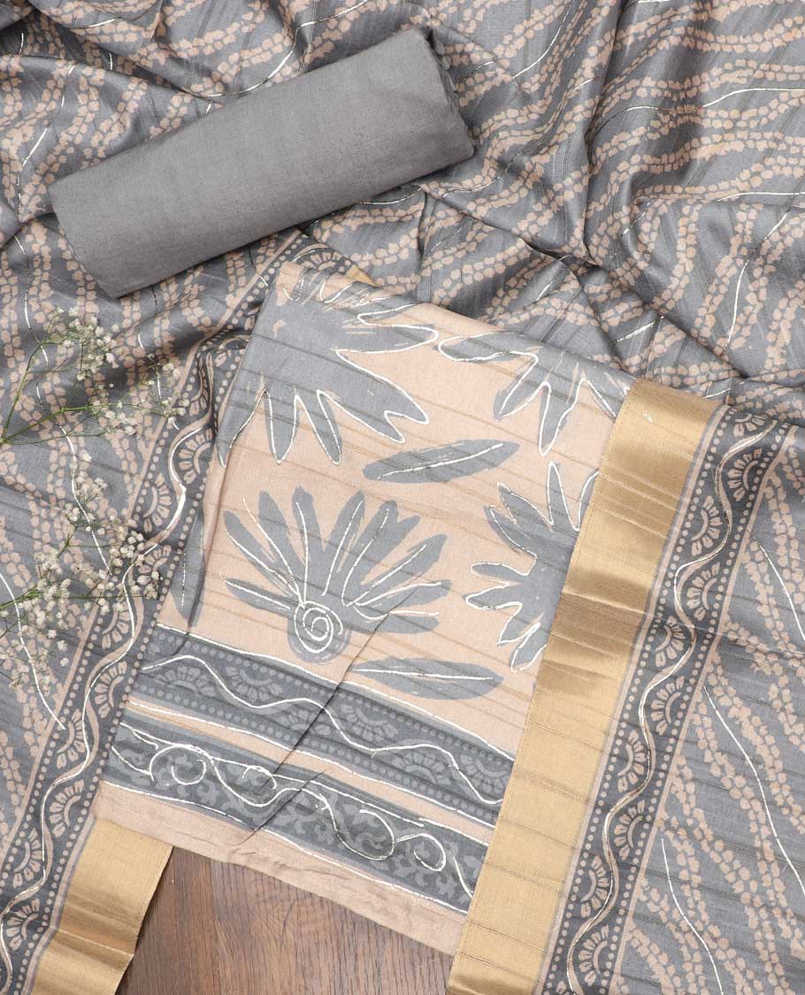 Sandal chudidhar material, floral printed synthetic top, plain bottom & floral printed dupatta