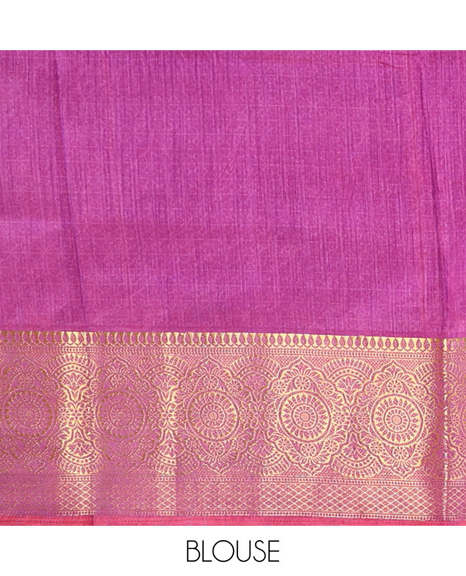 Pink elephant patola printed semi-banaras patola silksaree, contrast traditional zari border & patola printed pallu