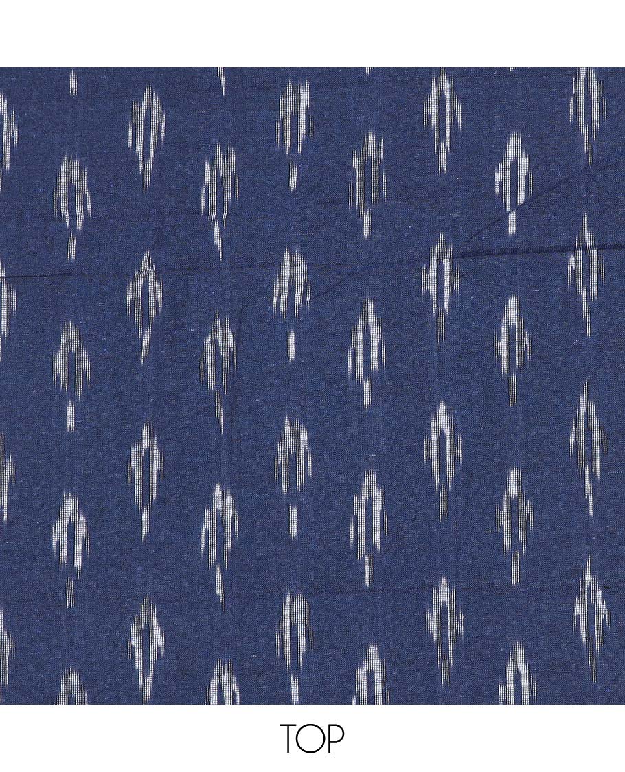 Blue chudidhar material set, ikkat print cotton top, contrast plain bottom & ikkat printed dupatta