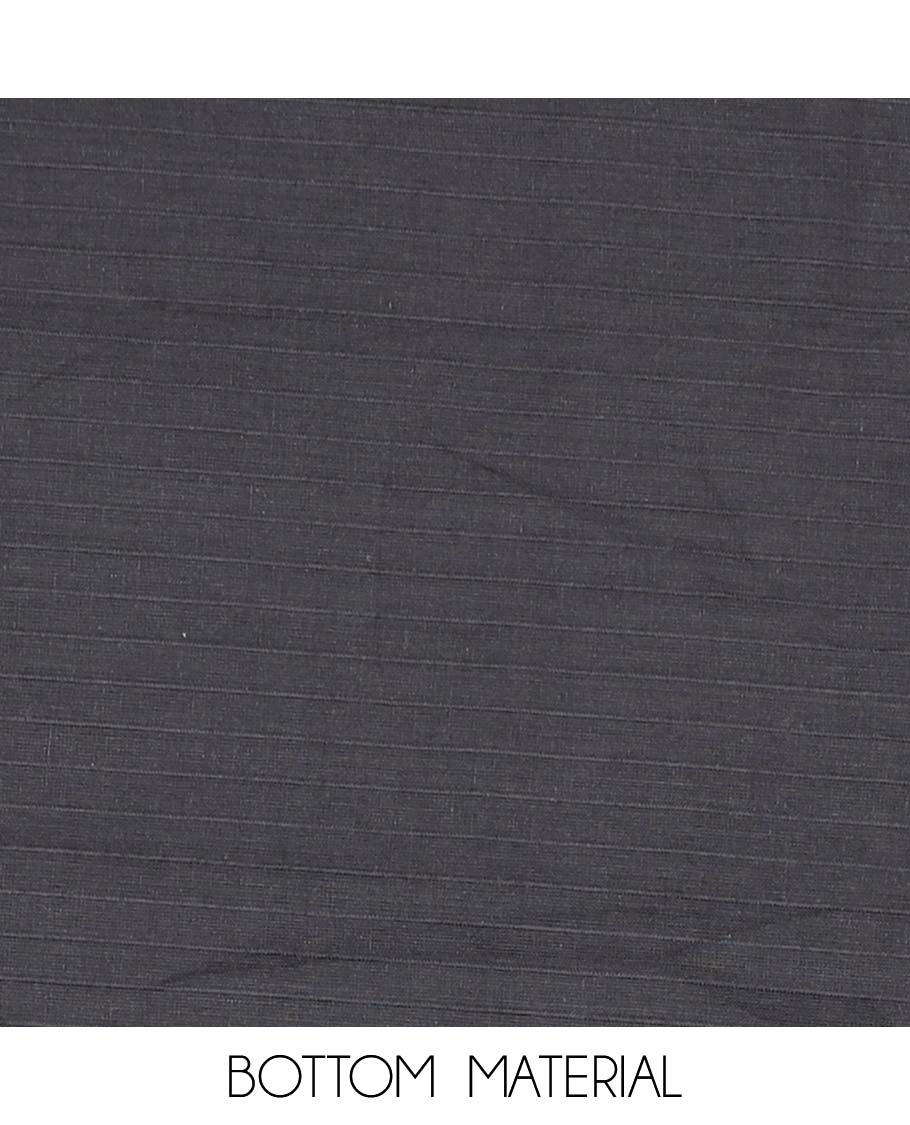 Grey chudidhar material set, zig-zag striped cotton top, contrast plain bottom & zig-zag striped dupatta