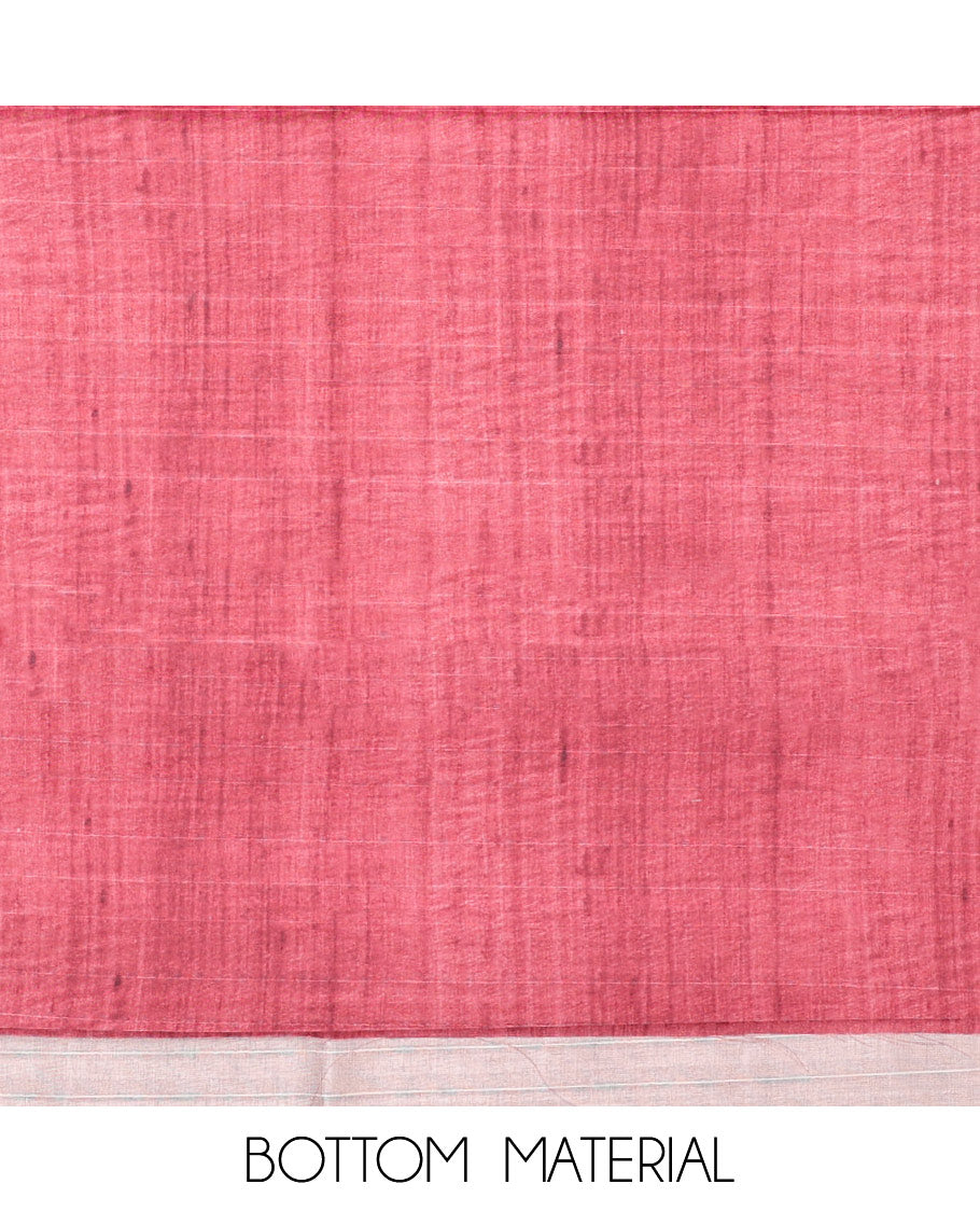 Pink chudidhar material set, plain cotton top, plain bottom & floral printed dupatta