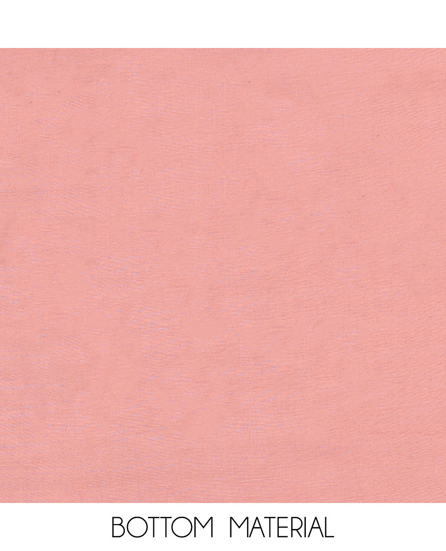 Pink chudidhar material set, geometric printed top, plain bottom & striped dupatta