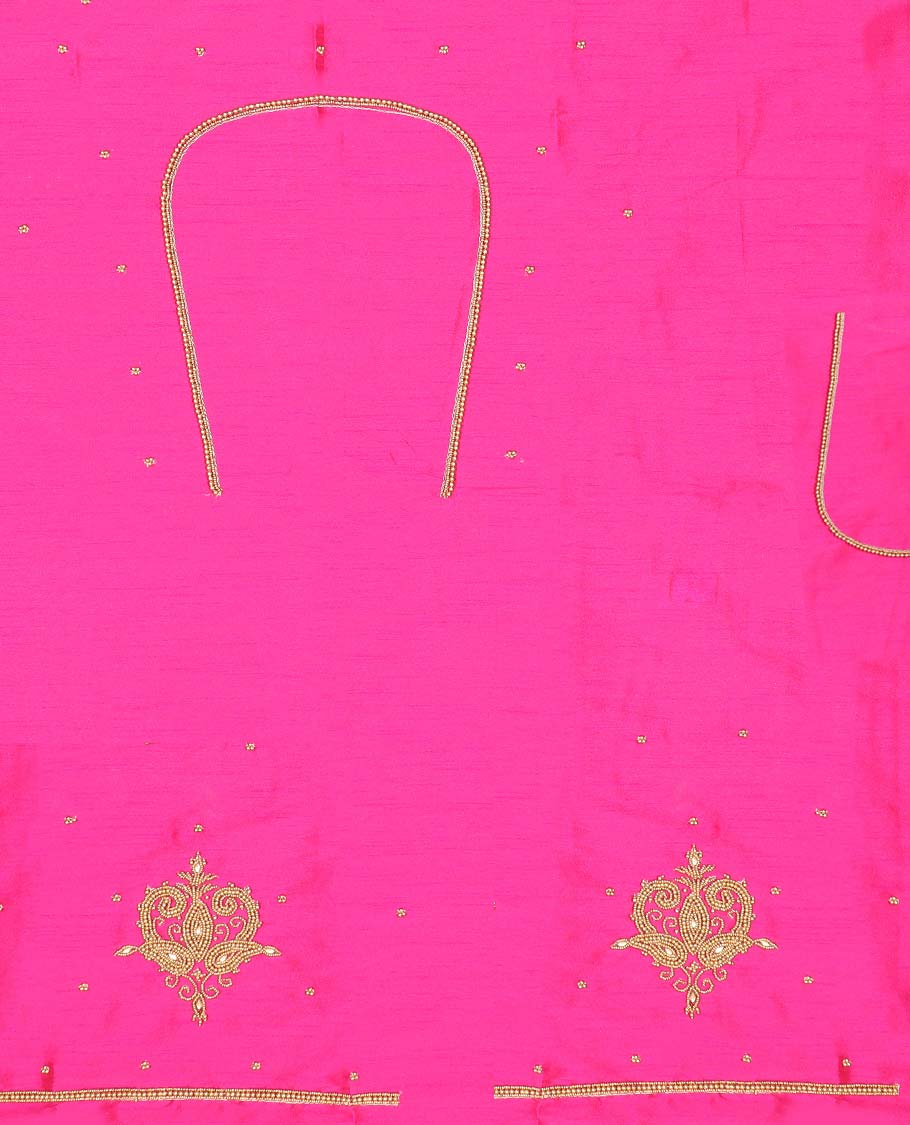 Pink aari embroidered material blouse