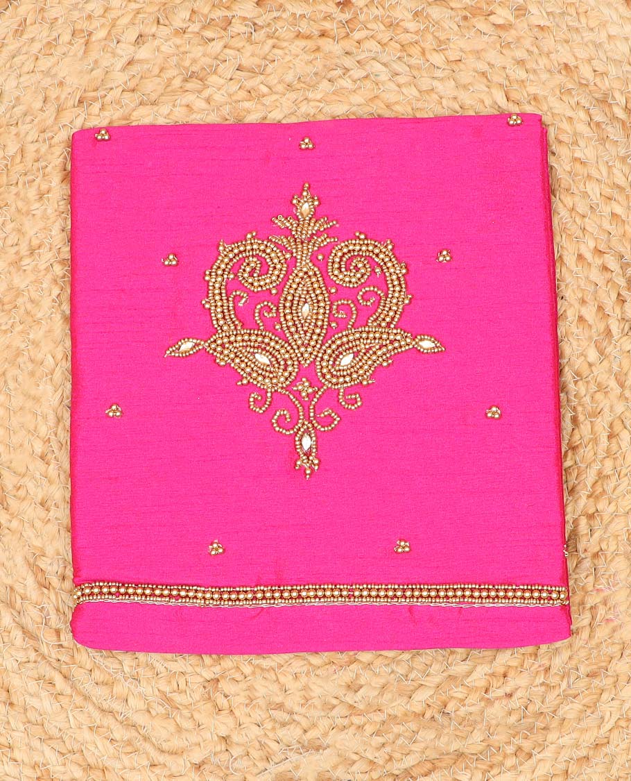 Pink aari embroidered material blouse