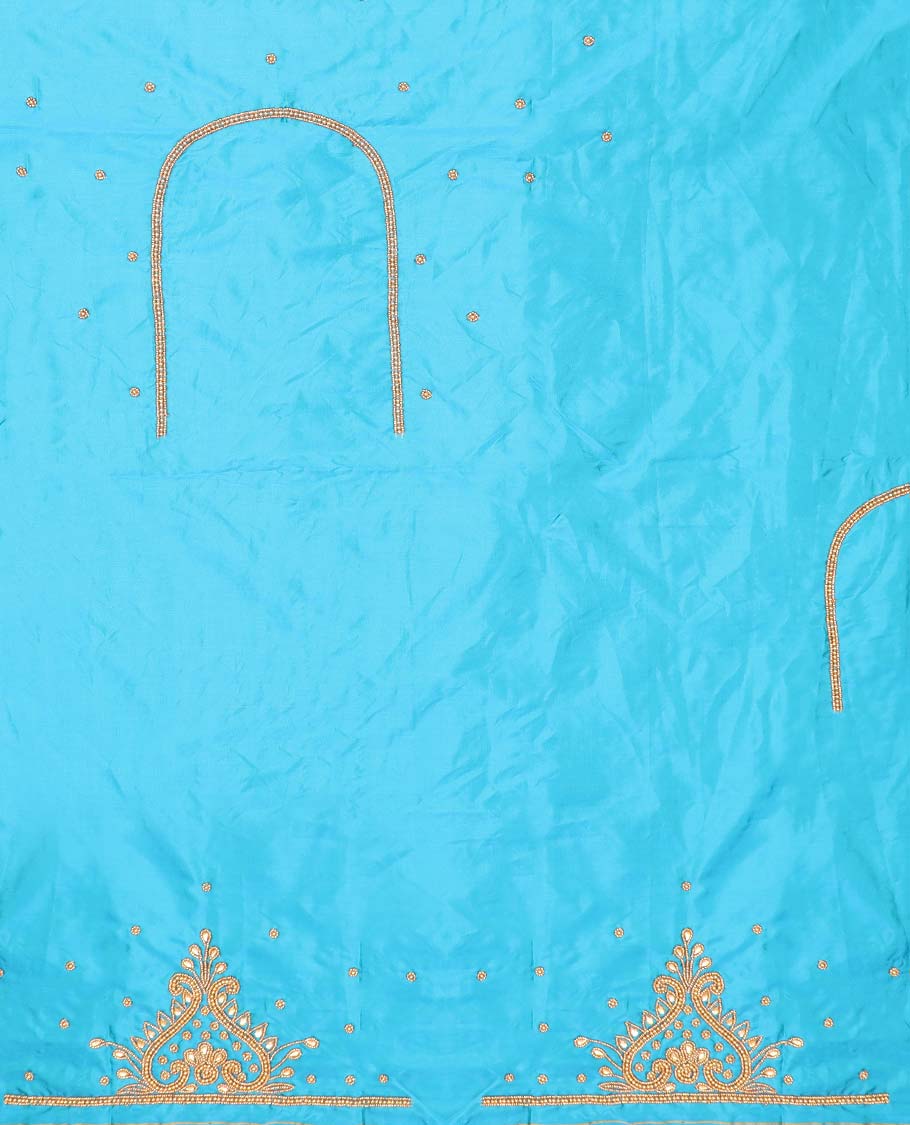 Blue aari embroidered material blouse