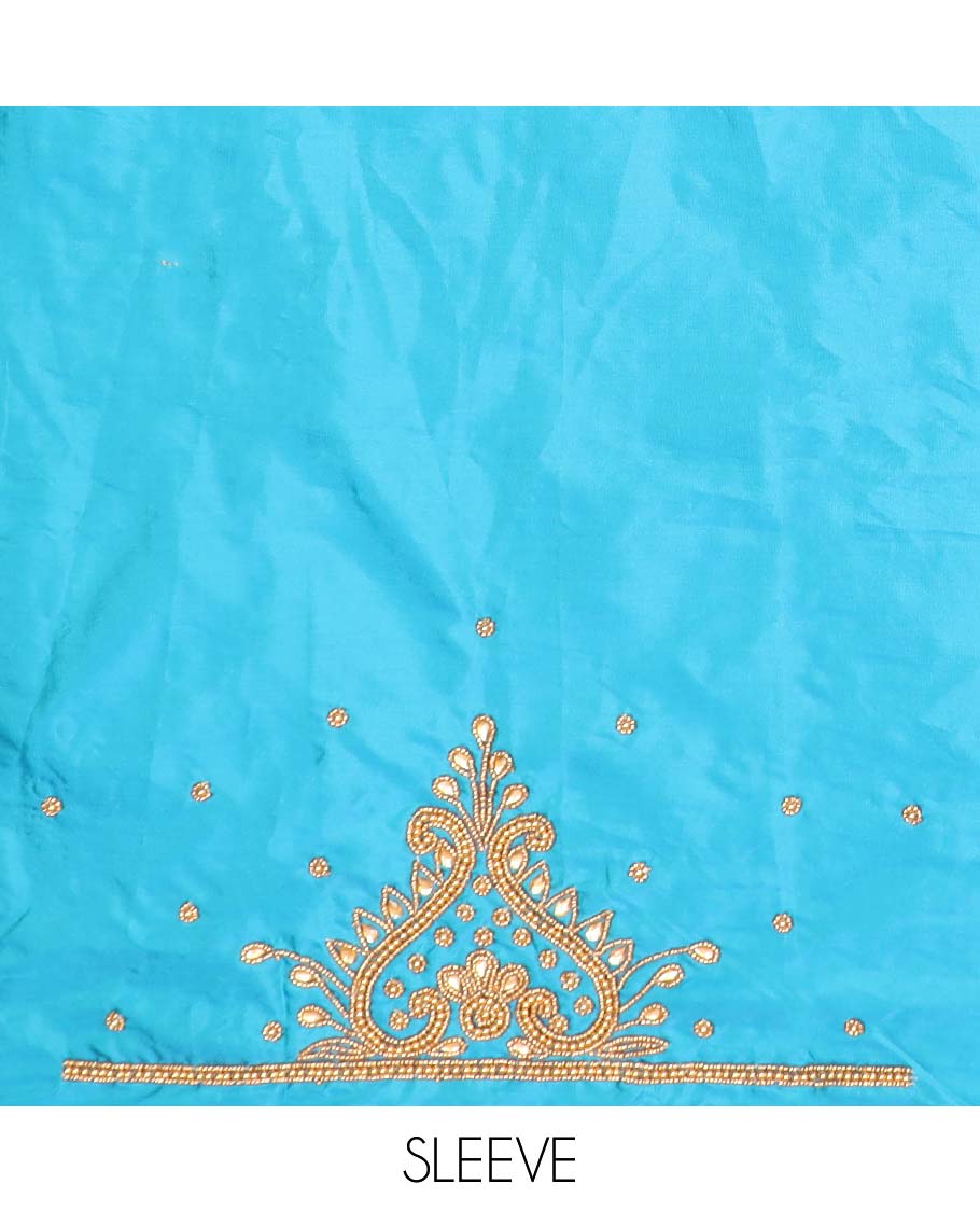 Blue aari embroidered material blouse