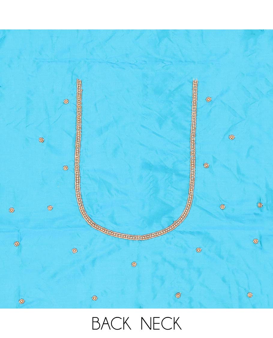 Blue aari embroidered material blouse