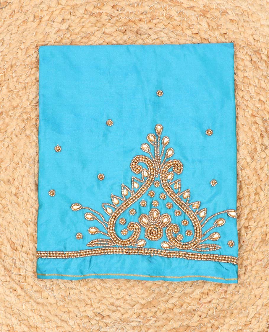 Blue aari embroidered material blouse