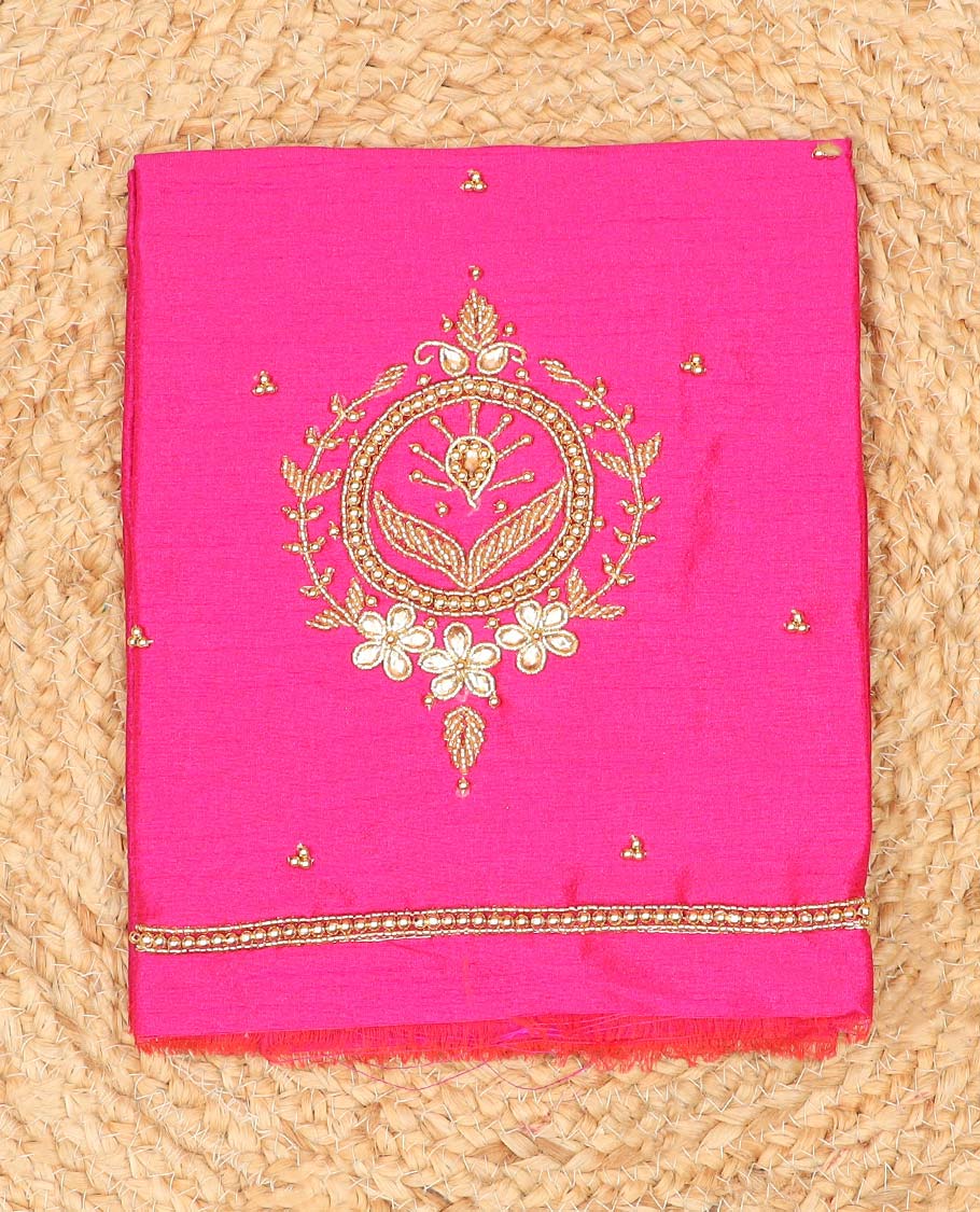 Pink paisley & floral aari embroidered material blouse