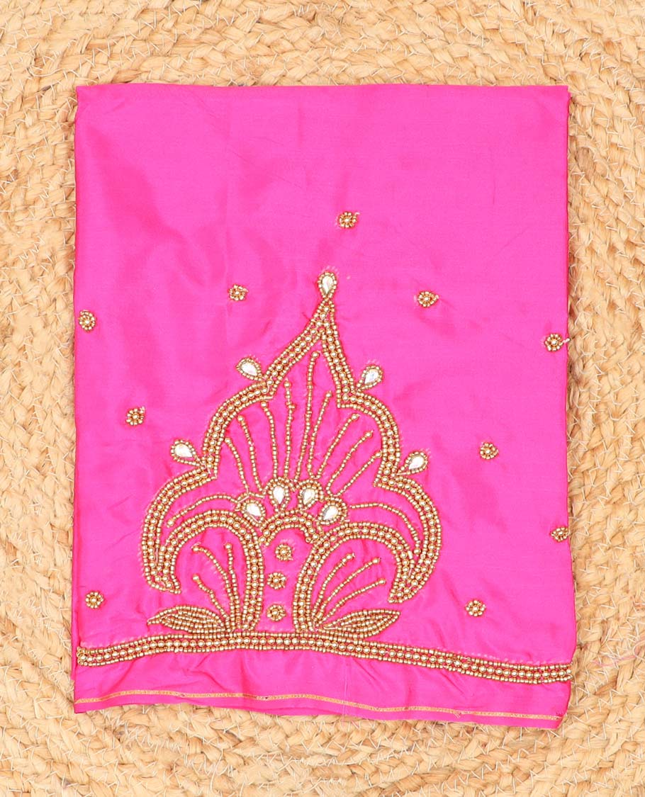 Pink aari embroidered material blouse