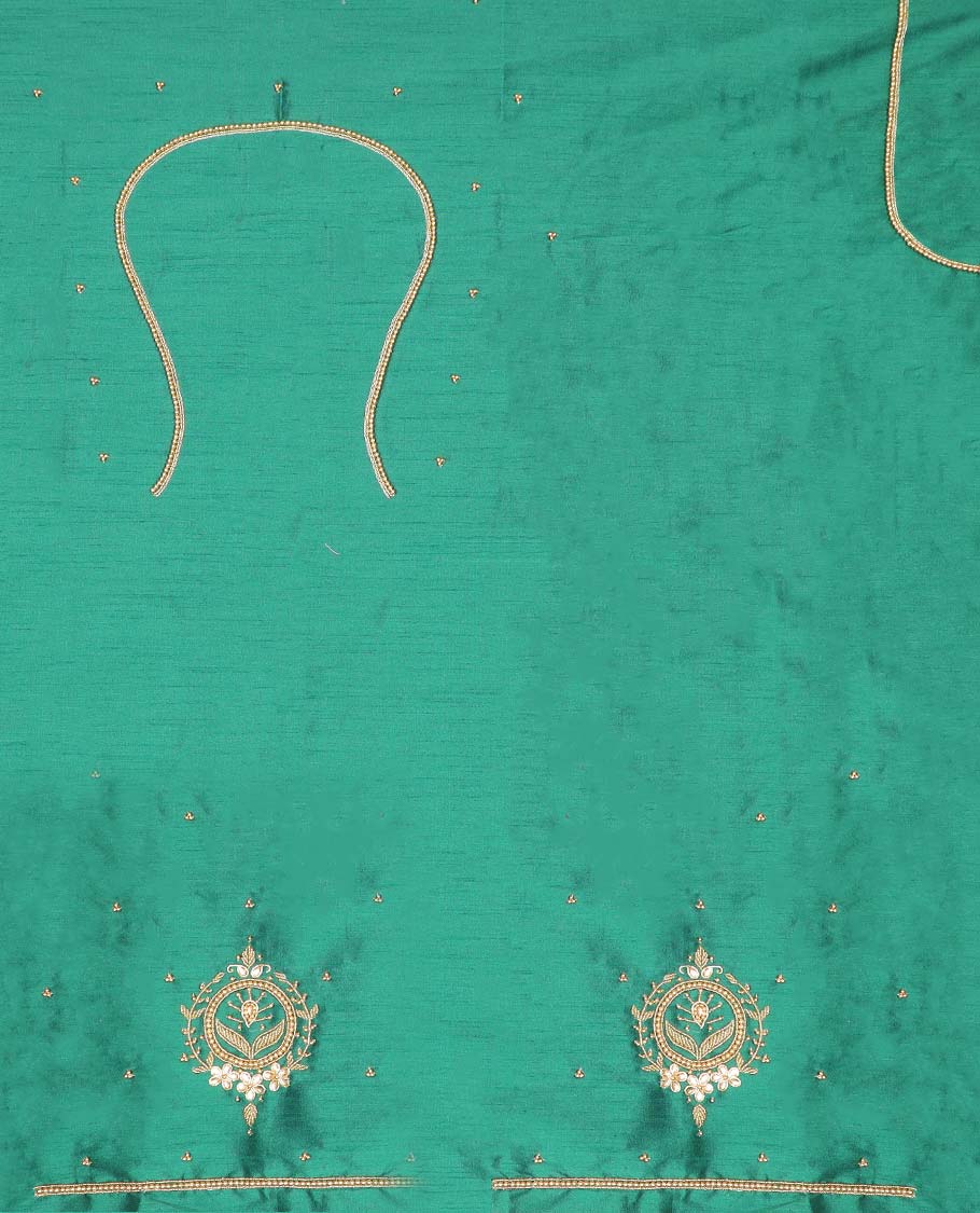 Green floral aari embroidered material blouse