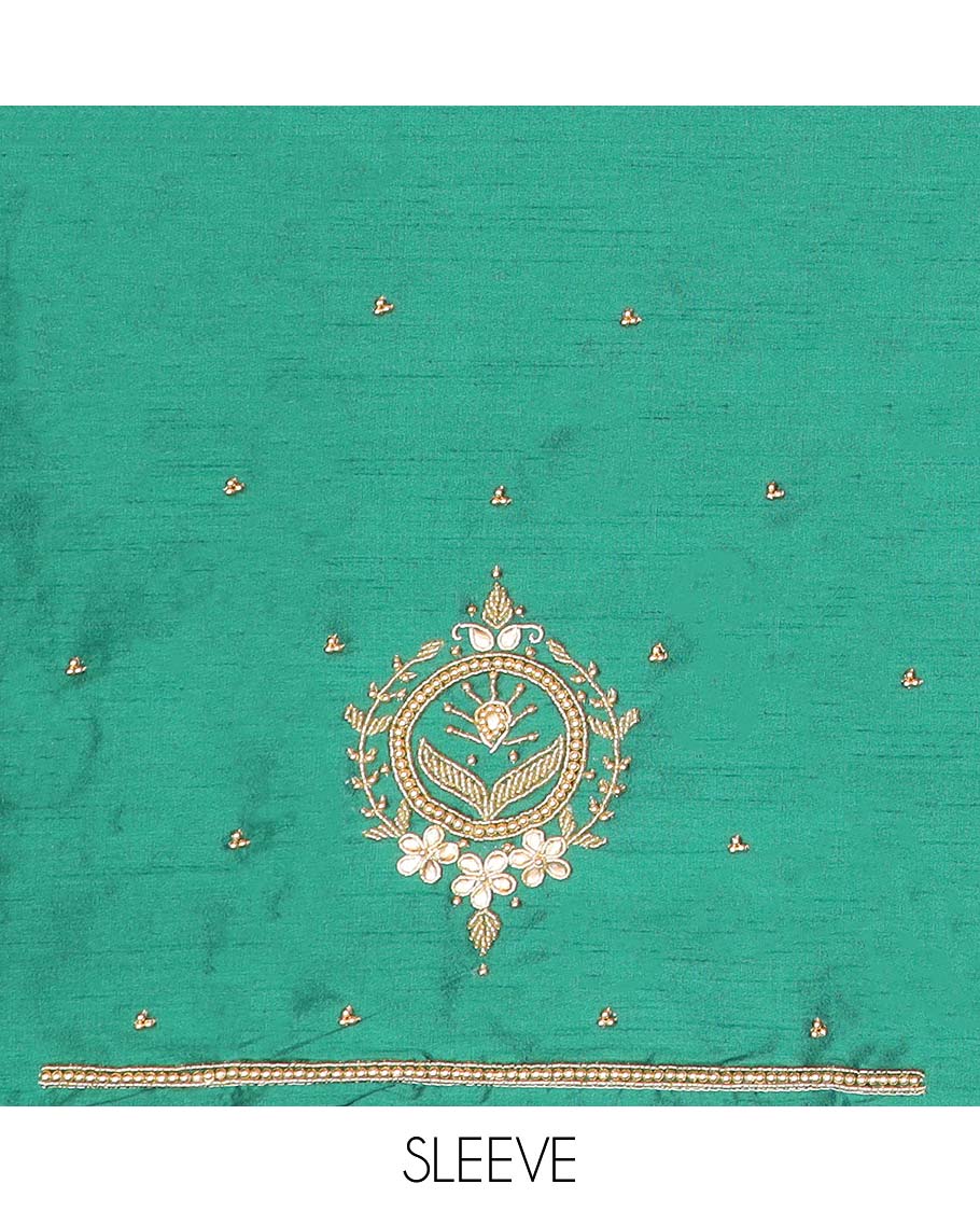 Green floral aari embroidered material blouse