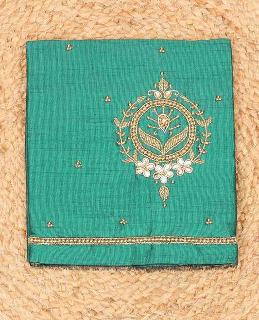 Green floral aari embroidered material blouse