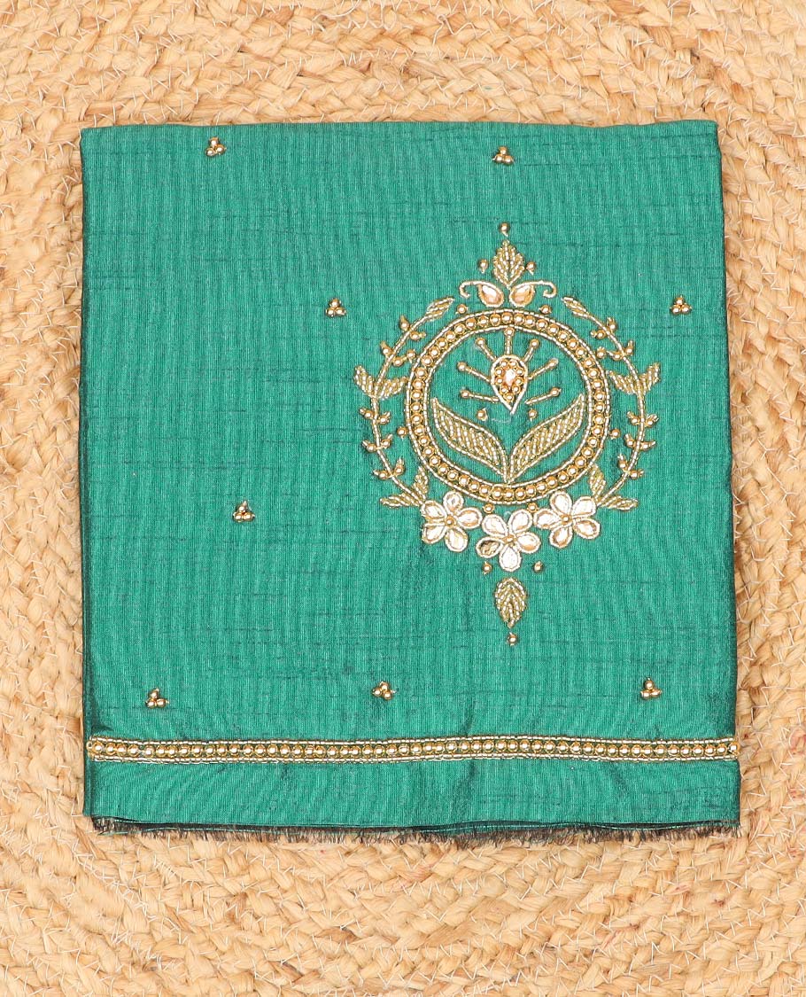 Green floral aari embroidered material blouse