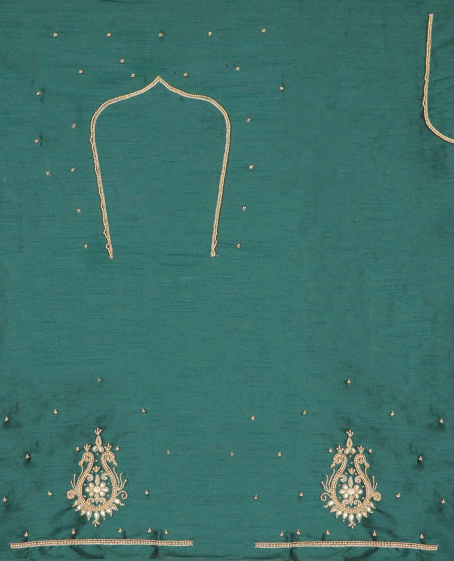 Green peacock aari embroidered material blouse