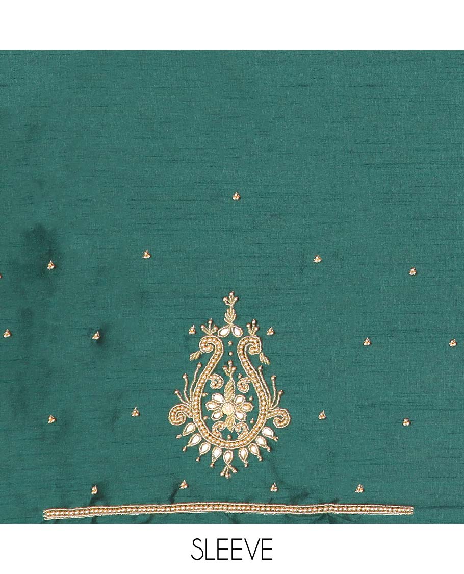 Green peacock aari embroidered material blouse