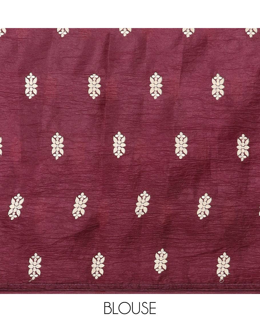 Borderless green crushed tissue saree with buttas & pichwai cow buttas, intricate pallu