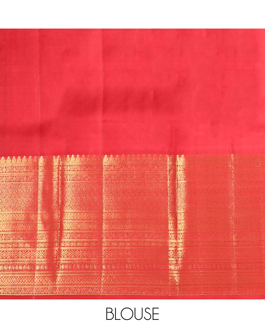 Blue zari buttas silk saree, contrast traditional zari design steeped border & intricate jaal pallu