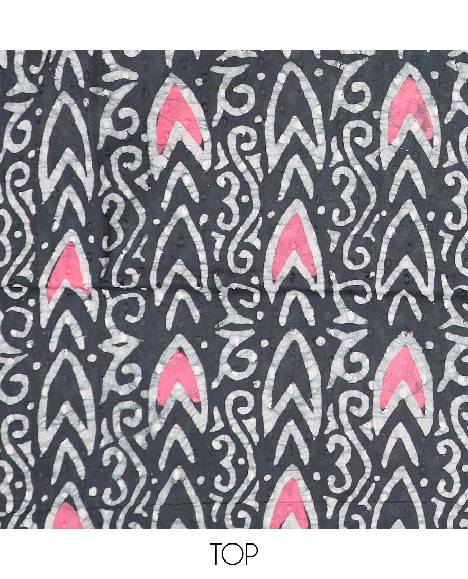 Pink material chudidhar set, batik printed cotton top, contrast batik printed bottom & dupatta