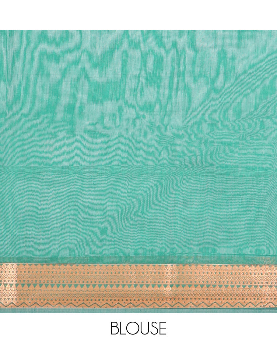 Grey floral jacquard semi-silk cotton saree, zari border & contrast traditional design pallu