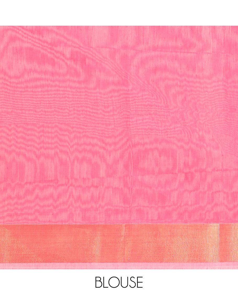 Yellow ogee jacquard semi-silk cotton saree, traditional zari border & contrast paisley design pallu