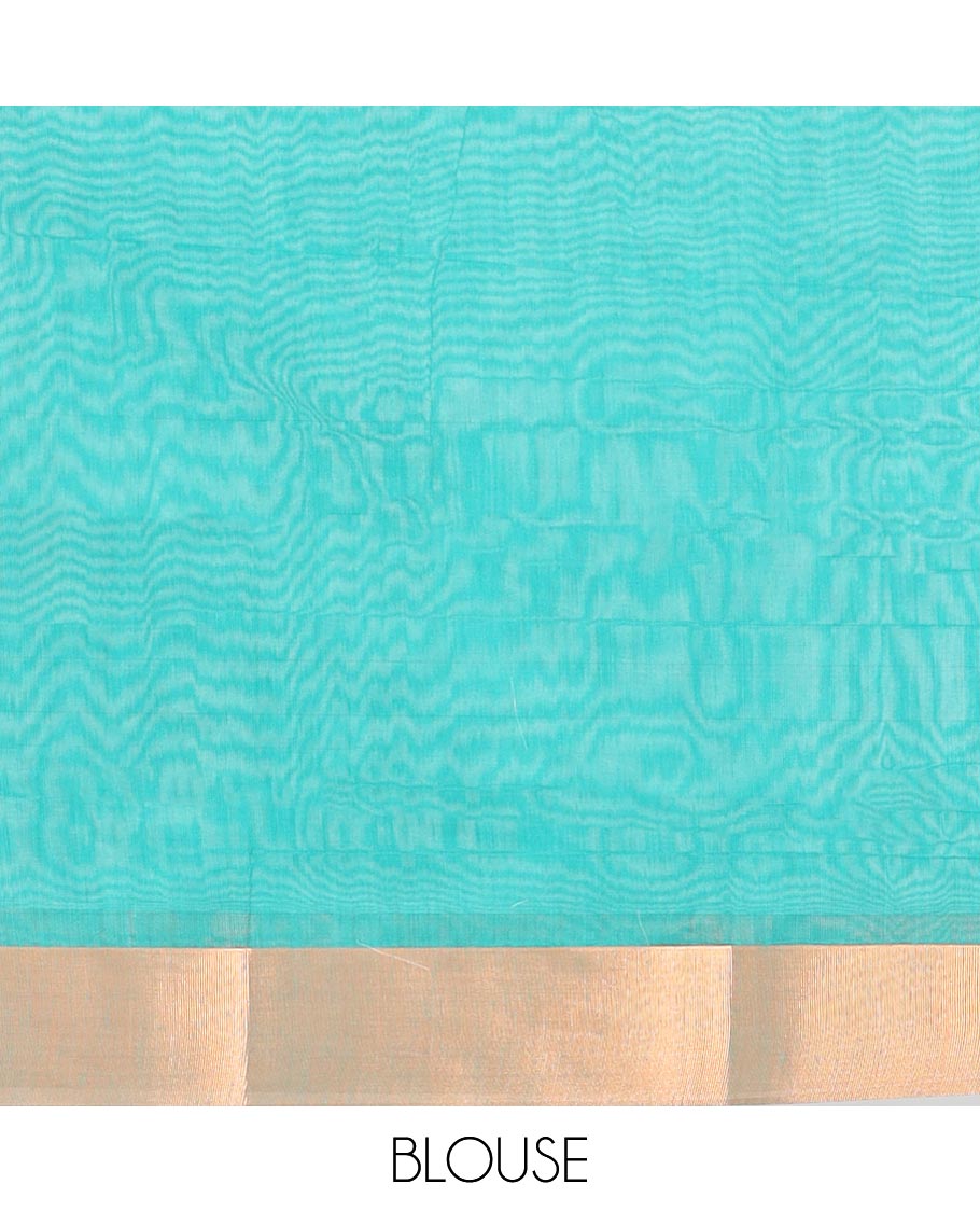 Black unique design semi-silk cotton saree, zari border & contrast ogee patterned pallu
