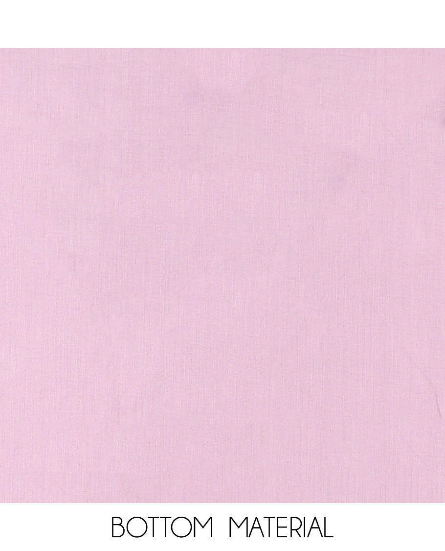 Lavender material chudidhar set, floral print & embroidered top, plain bottom & sequins embroidered dupatta