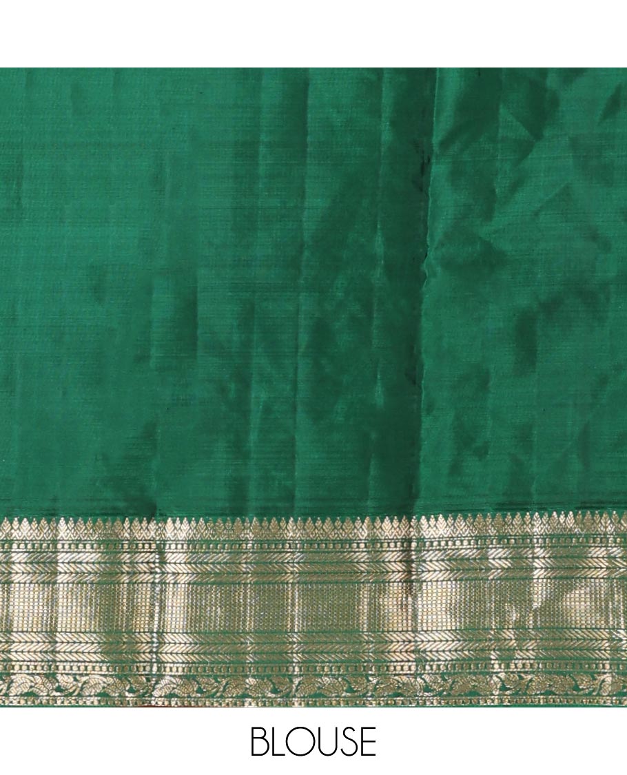 Blue floral zari design silk saree, traditional zari design border & intricate pallu