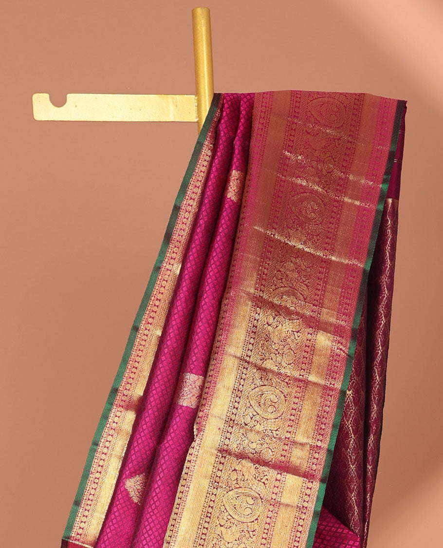 Purple embossed silk saree with zari buttas, traditional zari design border & pallu of jaal designs