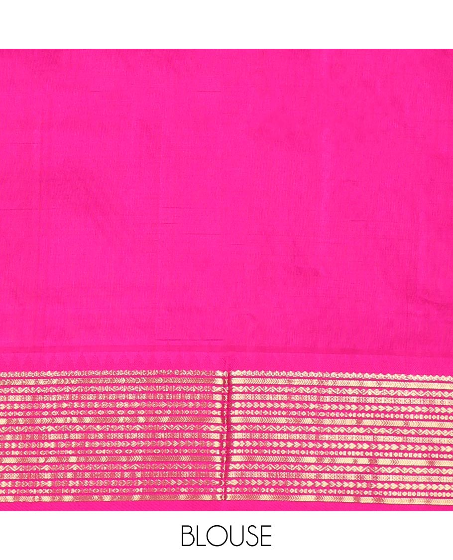 Red checked design Vengatagiri silk saree, contrast traditional zari design border & jaal pallu