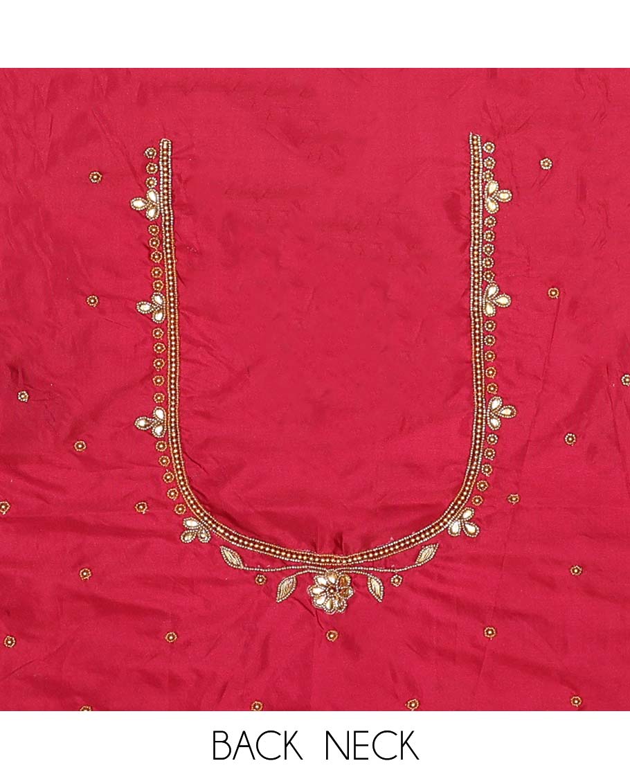 Red floral aari embroidered material blouse