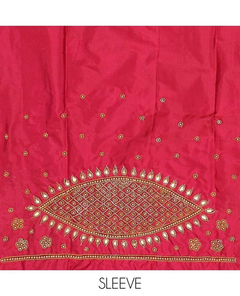 Red floral aari embroidered material blouse