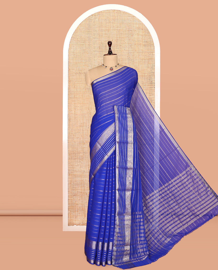M.s. Blue Semi Mysore Silk Saree